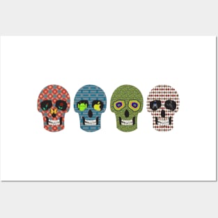 4 Crazy Sugar Skull in Various Styles Posters and Art